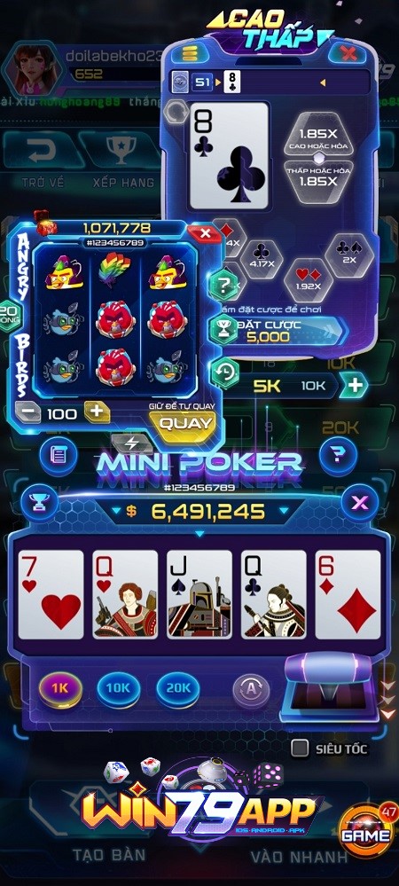 kết hợp chơi mini poker và các trò chơi khác