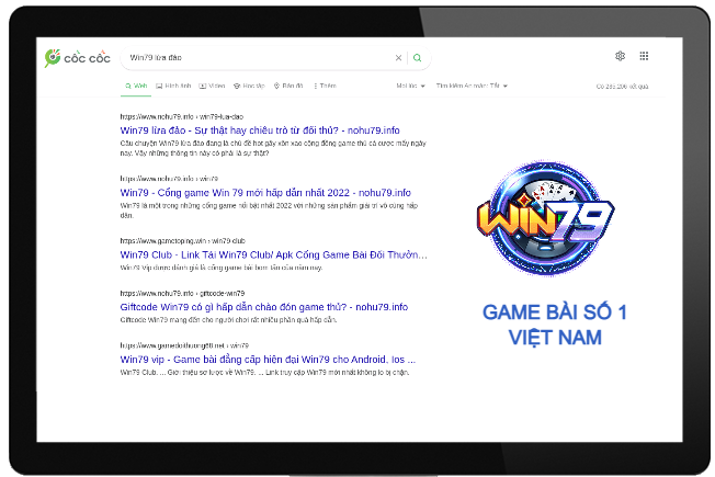 Hình ảnh thông tin các trang web tìm kiếm Win79 lừa đảo trên google
