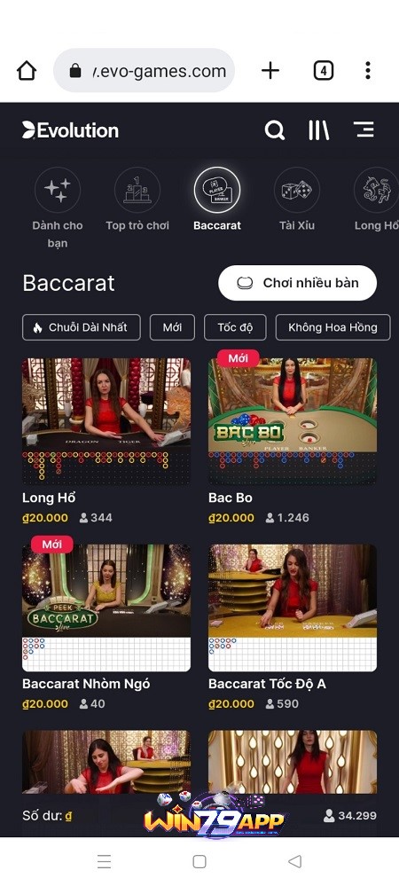 sảnh game baccarat trực tuyến