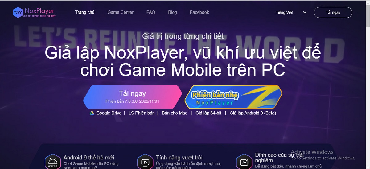 Trang chủ giả lập noxplayer