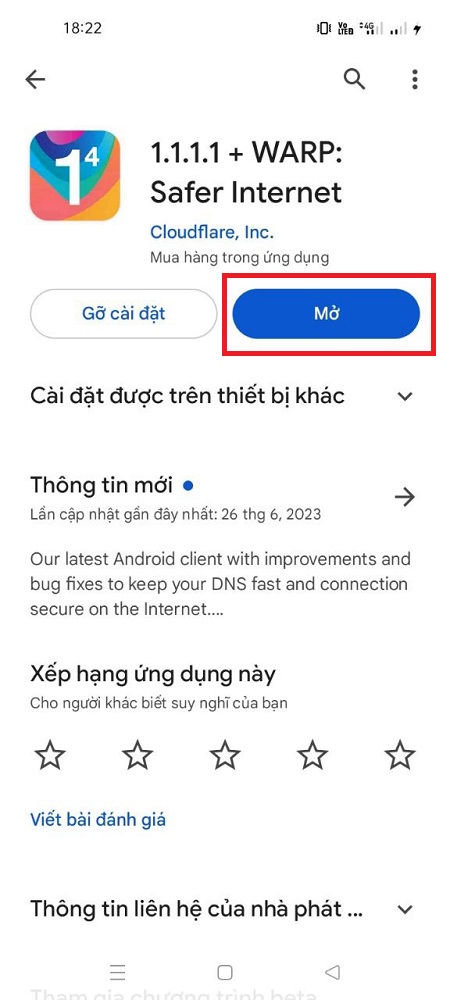 Cài đặt 1.1.1.1 về điện thoại miễn phí