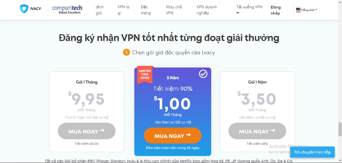 Gói dịch vụ IvacyVPN đăng ký có mất phí hay không?