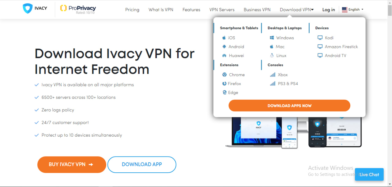 Tải xuống ứng dụng IvacyVPN cho máy tính