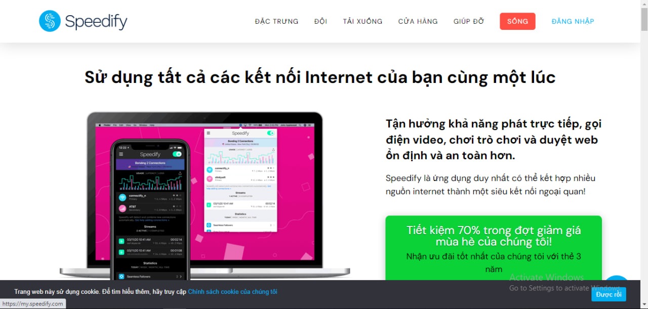 mua gói dịch vụ cung cấp VPN tại trang chủ Speedify